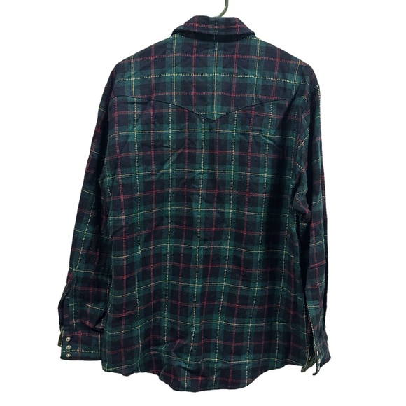 Wingars Flannel Long Sleeve Plaid Snap Up Western Double Pocket Shirt Mens Large - Picture 3 of 10